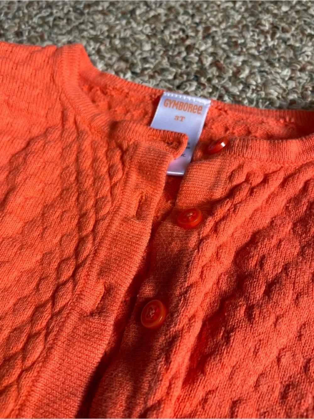 Gymboree Bright Orange Textured Knit Cardigan toddler 3T